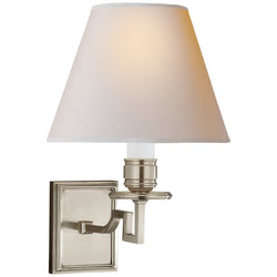 Alexa Hampton Dean Single Arm Sconce in Brushed Nickel with Natural Paper Shade