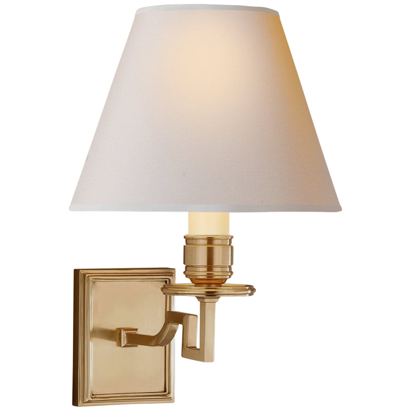 Alexa Hampton Dean Single Arm Sconce in Natural Brass with Natural Paper Shade
