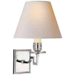 Alexa Hampton Dean Single Arm Sconce in Polished Nickel with Natural Paper Shade