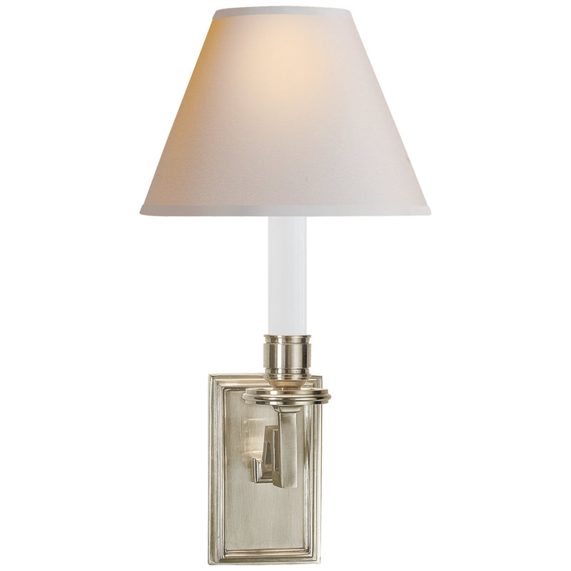 Alexa Hampton Dean Library Sconce in Brushed Nickel with Natural Paper Shade