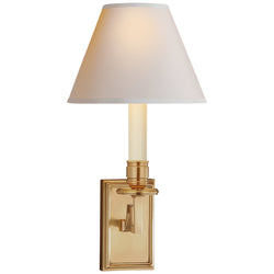 Alexa Hampton Dean Library Sconce in Natural Brass with Natural Paper Shade