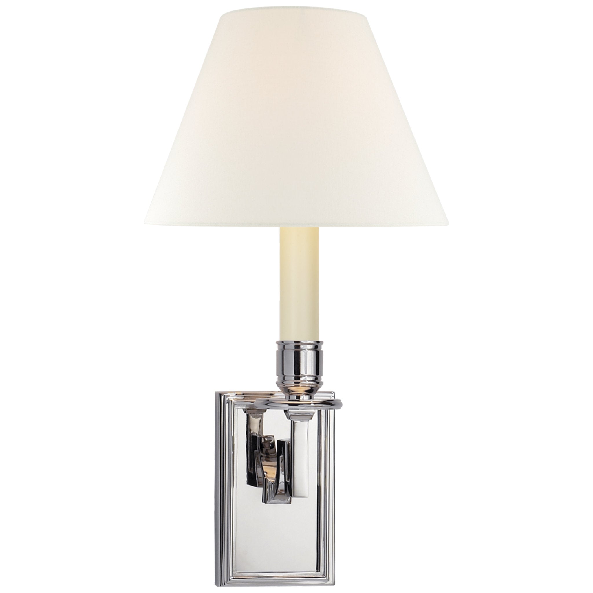 Alexa Hampton Dean Library Sconce in Polished Nickel with Linen Shade