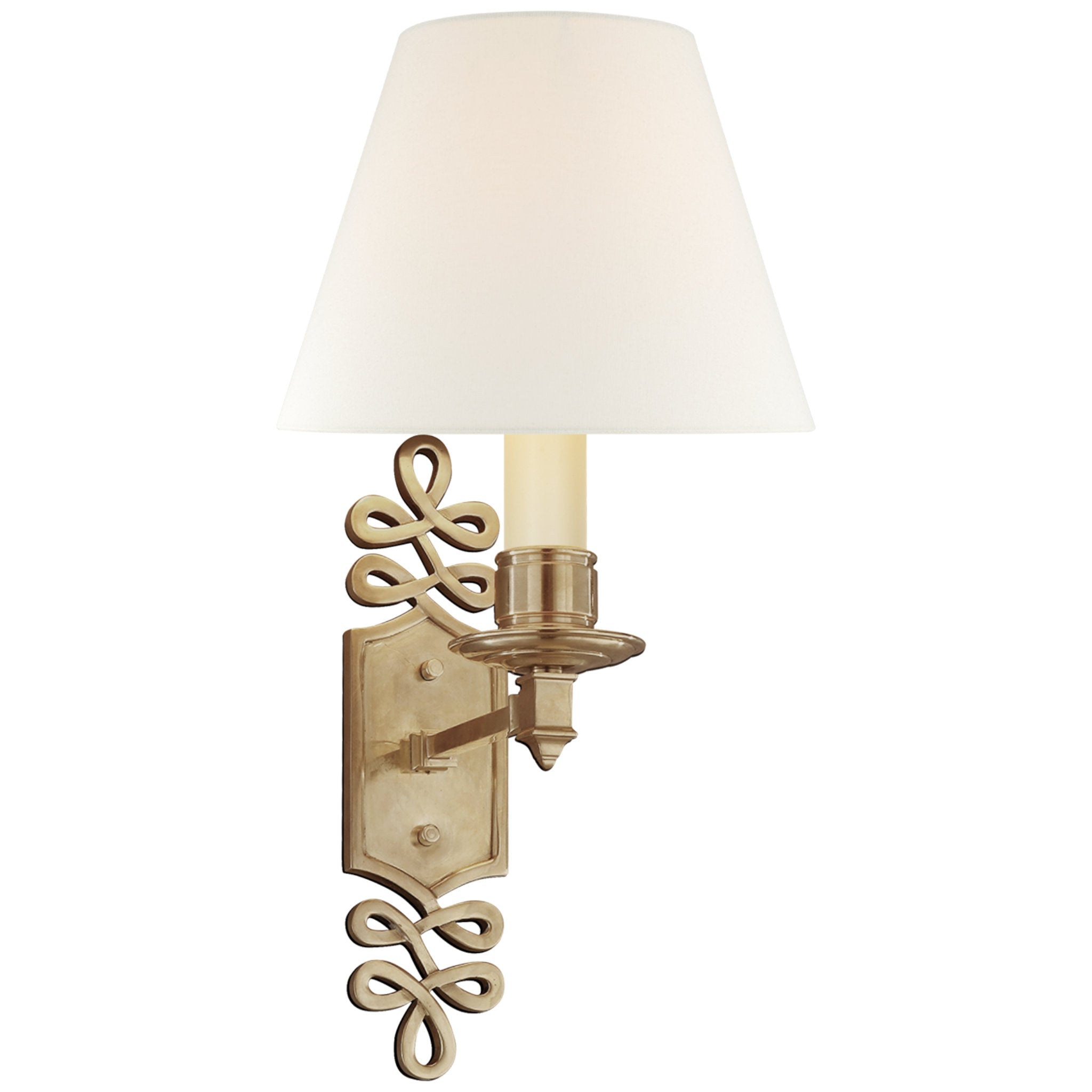 Alexa Hampton Ginger Single Arm Sconce in Natural Brass with Linen Shade