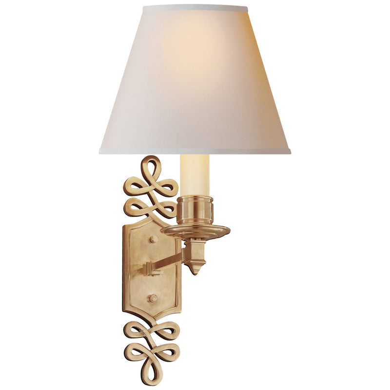 Alexa Hampton Ginger Single Arm Sconce in Natural Brass with Natural Paper Shade