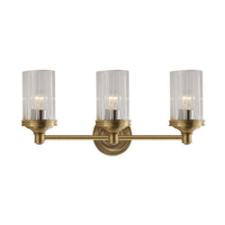 Alexa Hampton Ava Triple Sconce in Hand-Rubbed Antique Brass with Crystal