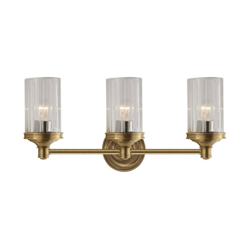 Alexa Hampton Ava Triple Sconce in Hand-Rubbed Antique Brass with Crystal