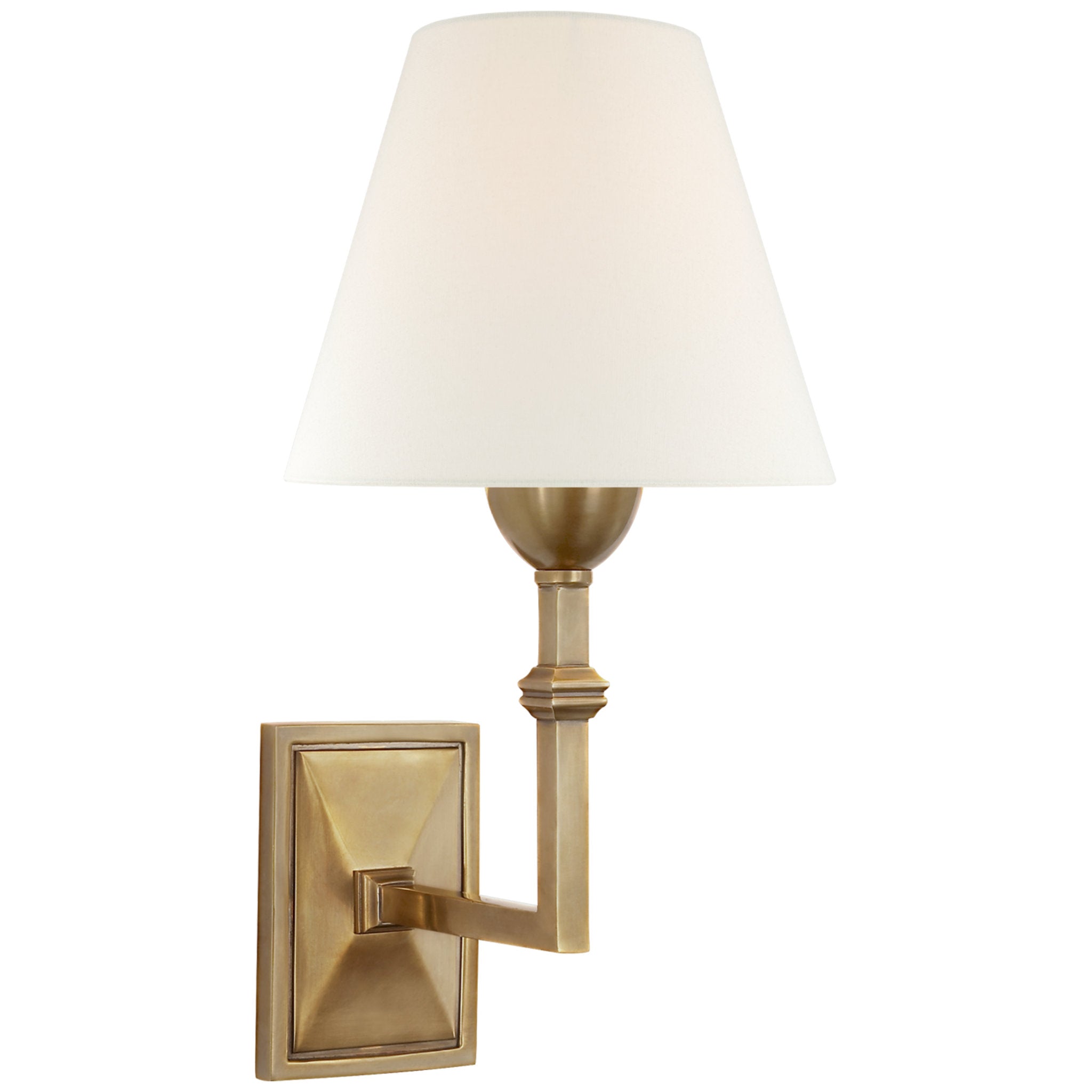 Alexa Hampton Jane Wall Sconce in Hand-Rubbed Antique Brass with Linen Shade