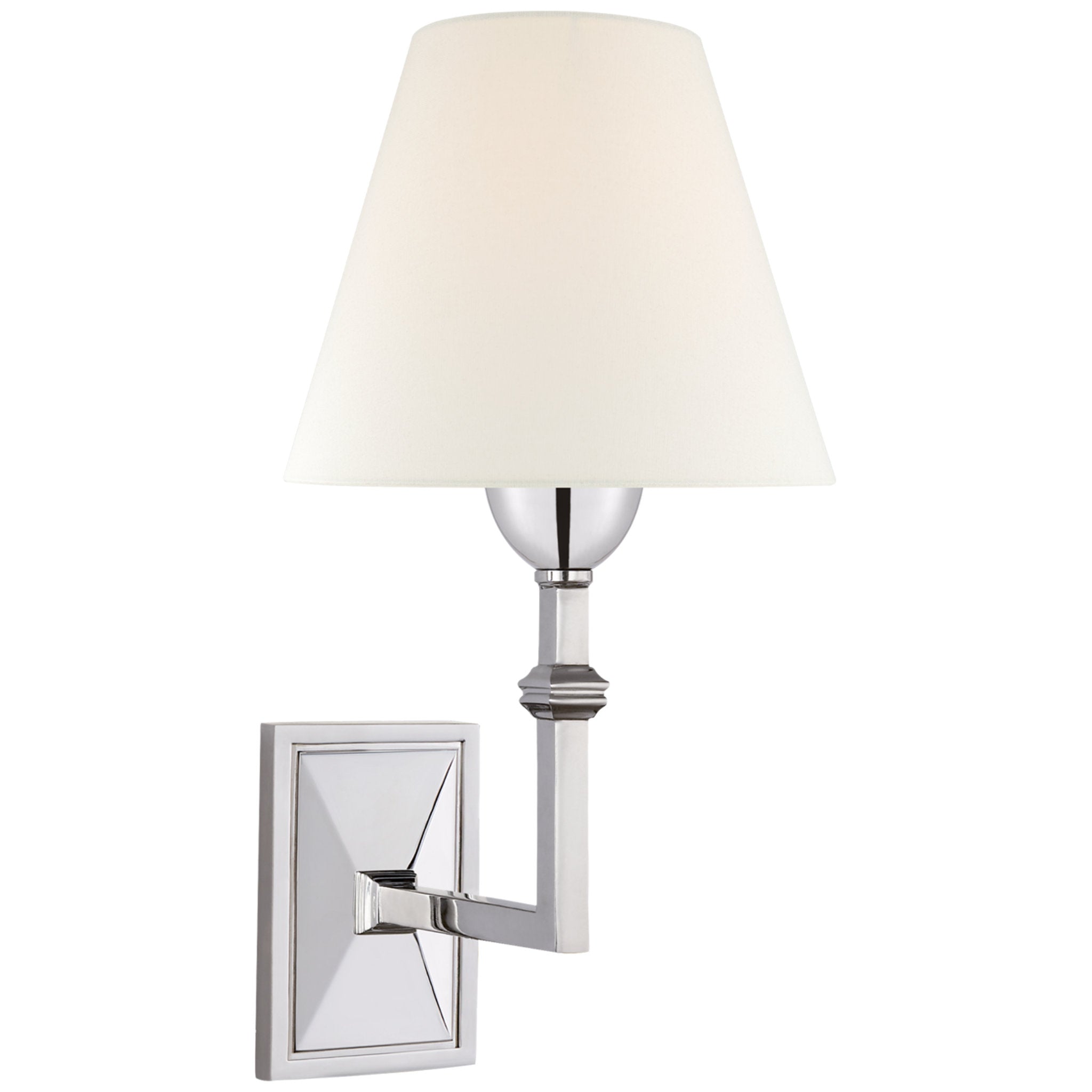 Alexa Hampton Jane Wall Sconce in Polished Nickel with Linen Shade