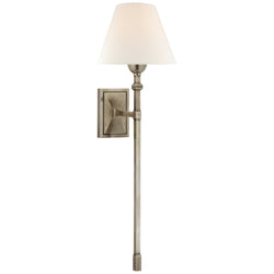 Alexa Hampton Jane Large Single Tail Sconce in Antique Nickel with Linen Shade
