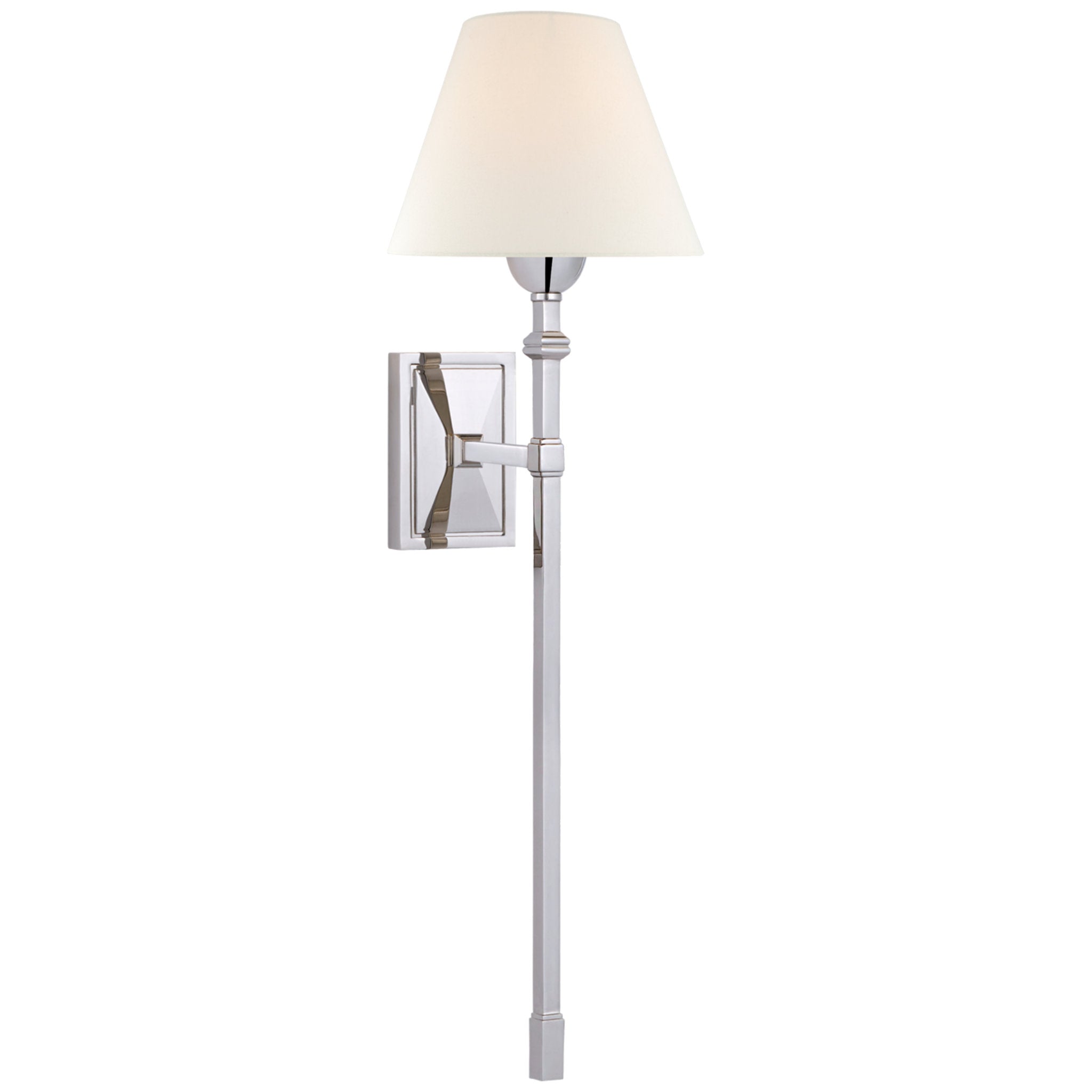 Alexa Hampton Jane Large Single Tail Sconce in Polished Nickel with Linen Shade