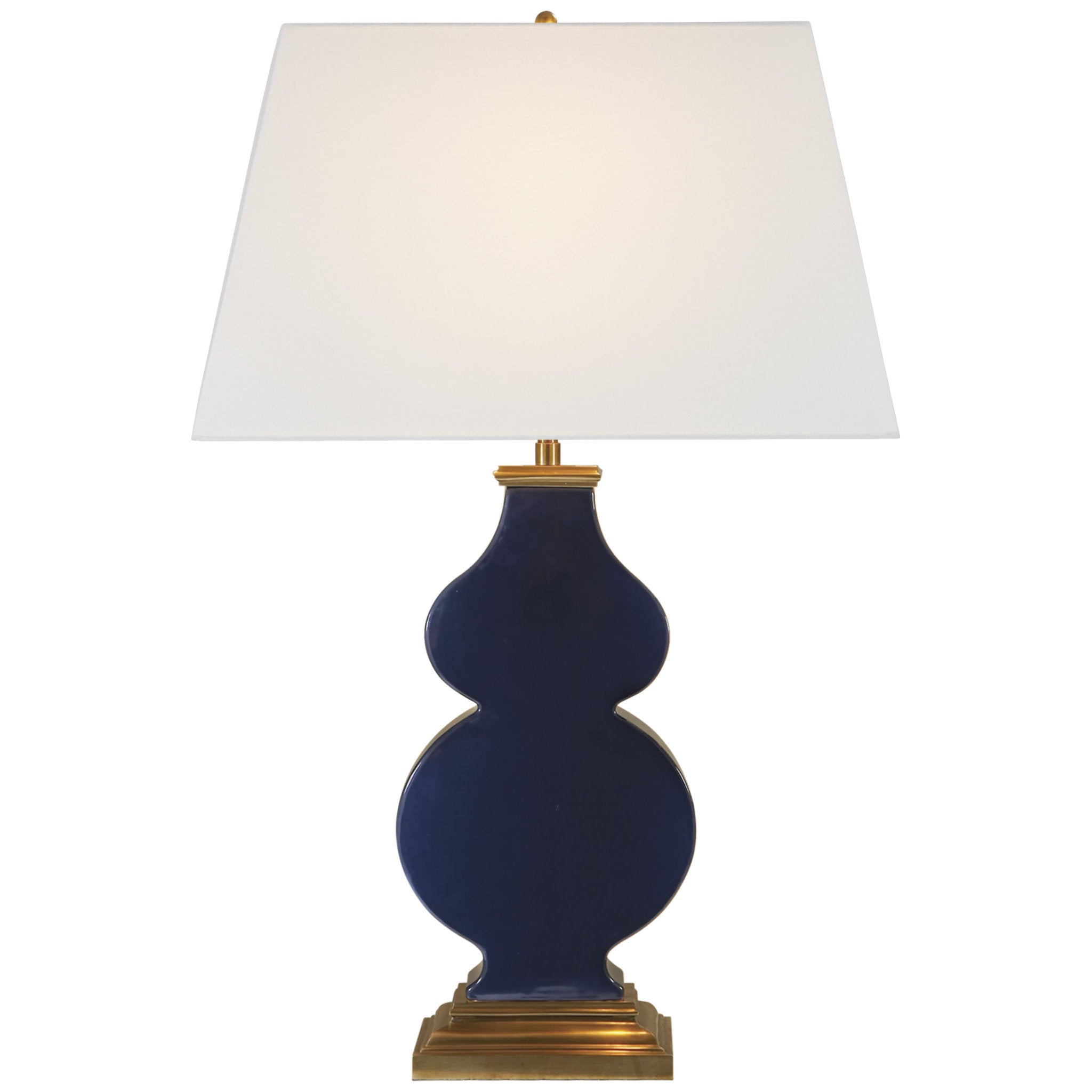 Alexa Hampton Anita Table Lamp in Midnight Blue Porcelain with Linen Shade