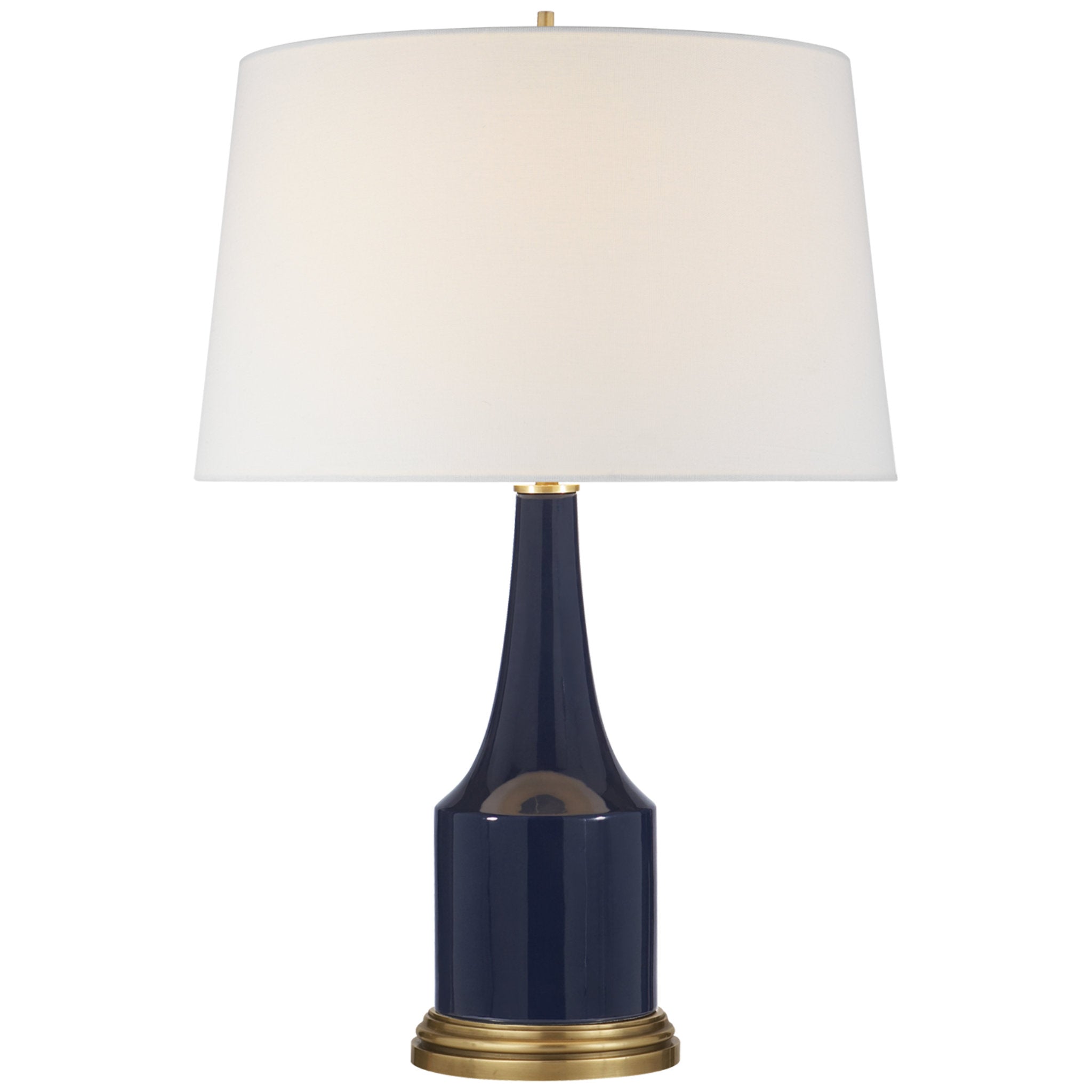 Alexa Hampton Sawyer Table Lamp in Midnight Blue Porcelain with Linen Shade