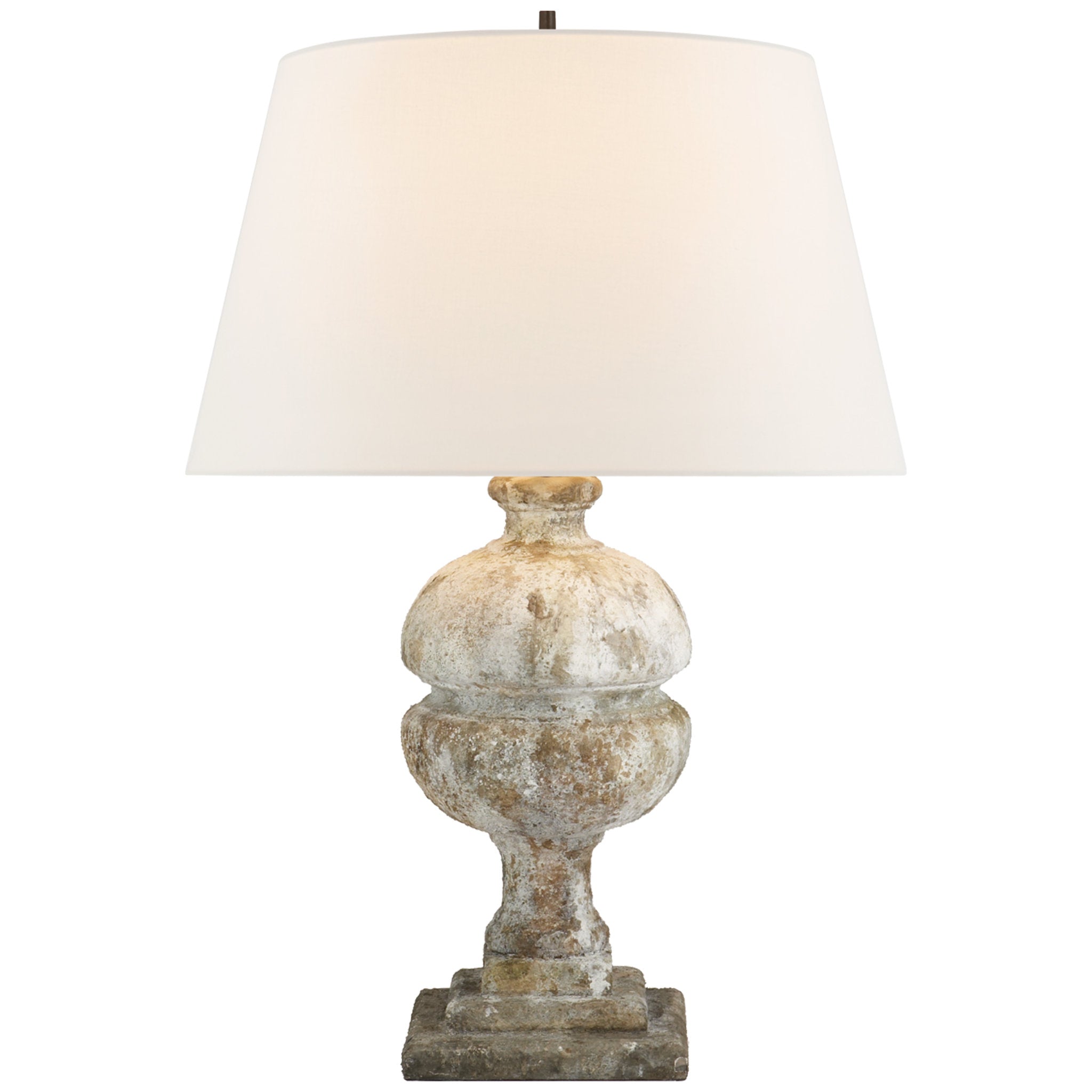 Alexa Hampton Desmond Table Lamp in Garden Stone with Linen Shade