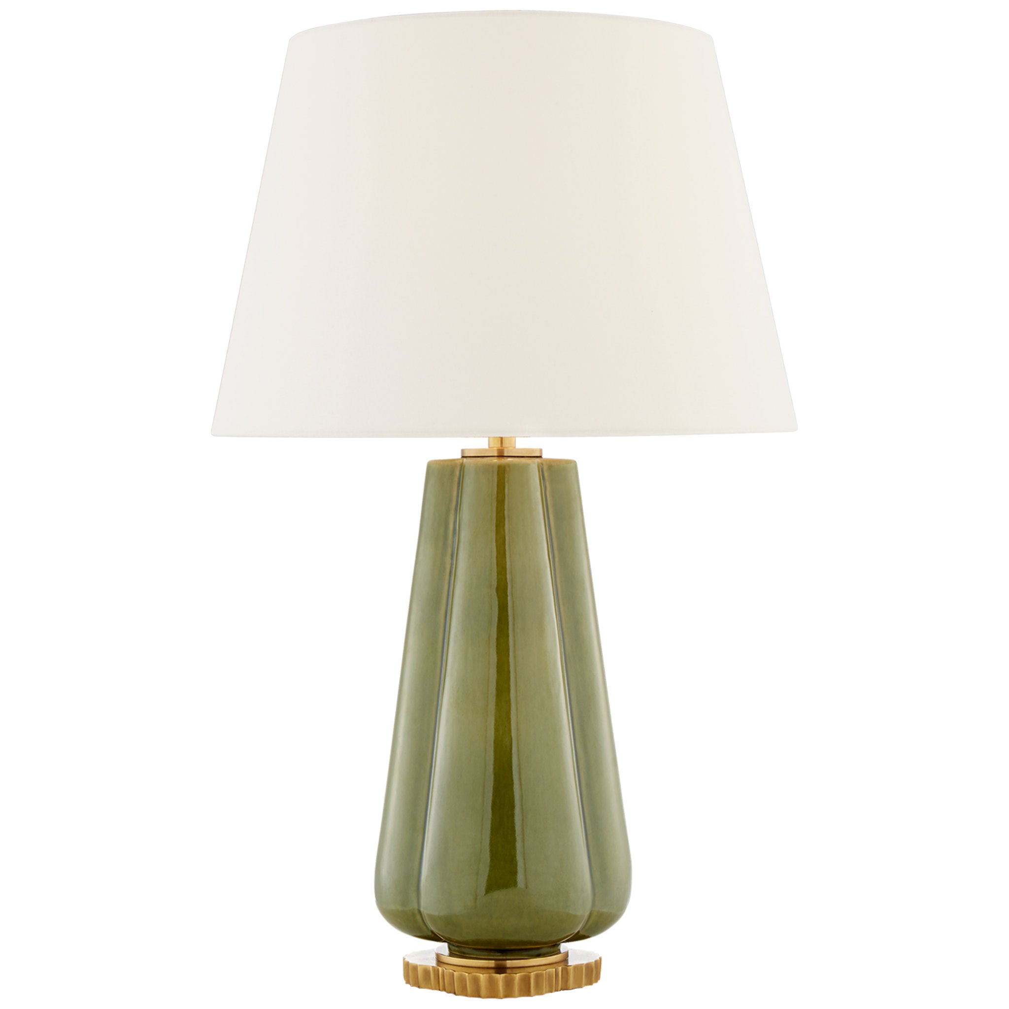 Alexa Hampton Penelope Table Lamp in Green with Linen Shade