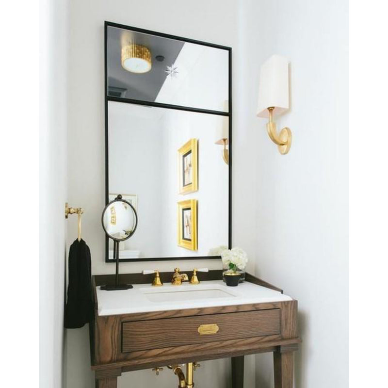 Alexa Hampton Frank Small Flush Mount in Natural Brass with Frosted Glass