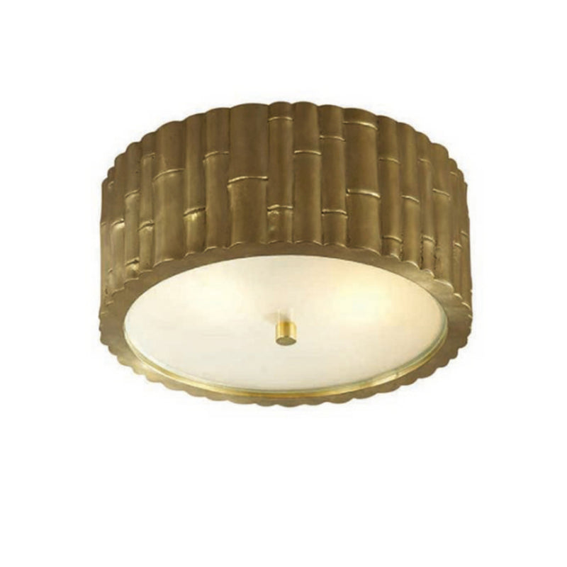 Alexa Hampton Frank Small Flush Mount in Natural Brass with Frosted Glass