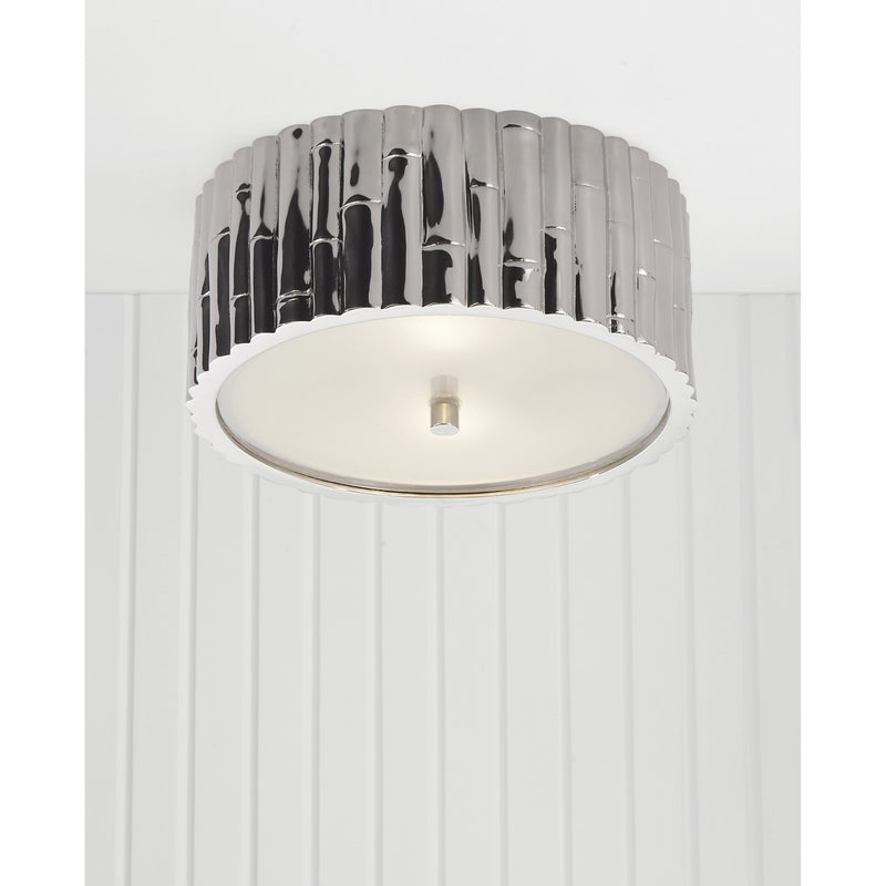Alexa Hampton Frank Small Flush Mount in Polished Nickel with Frosted Glass