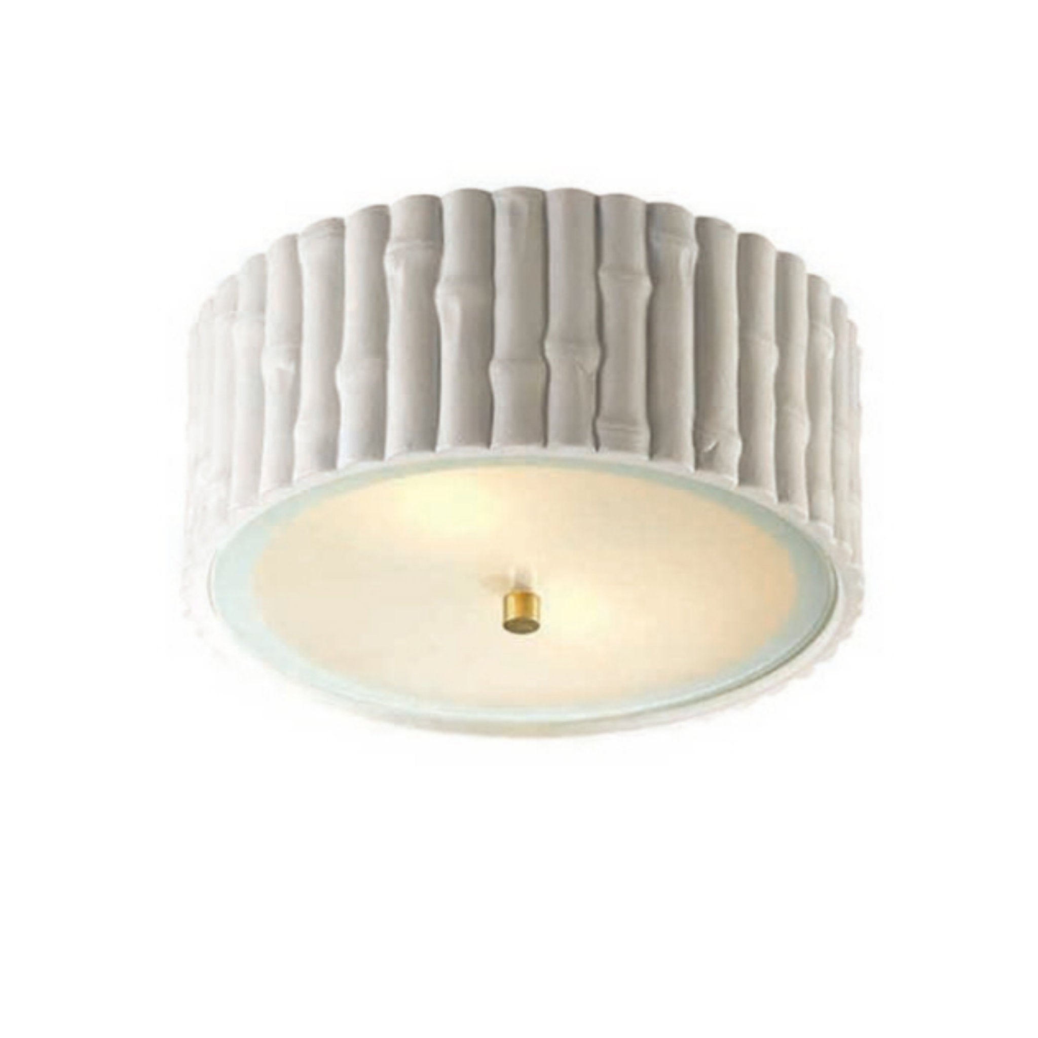 Alexa Hampton Frank Small Flush Mount in White with Frosted Glass