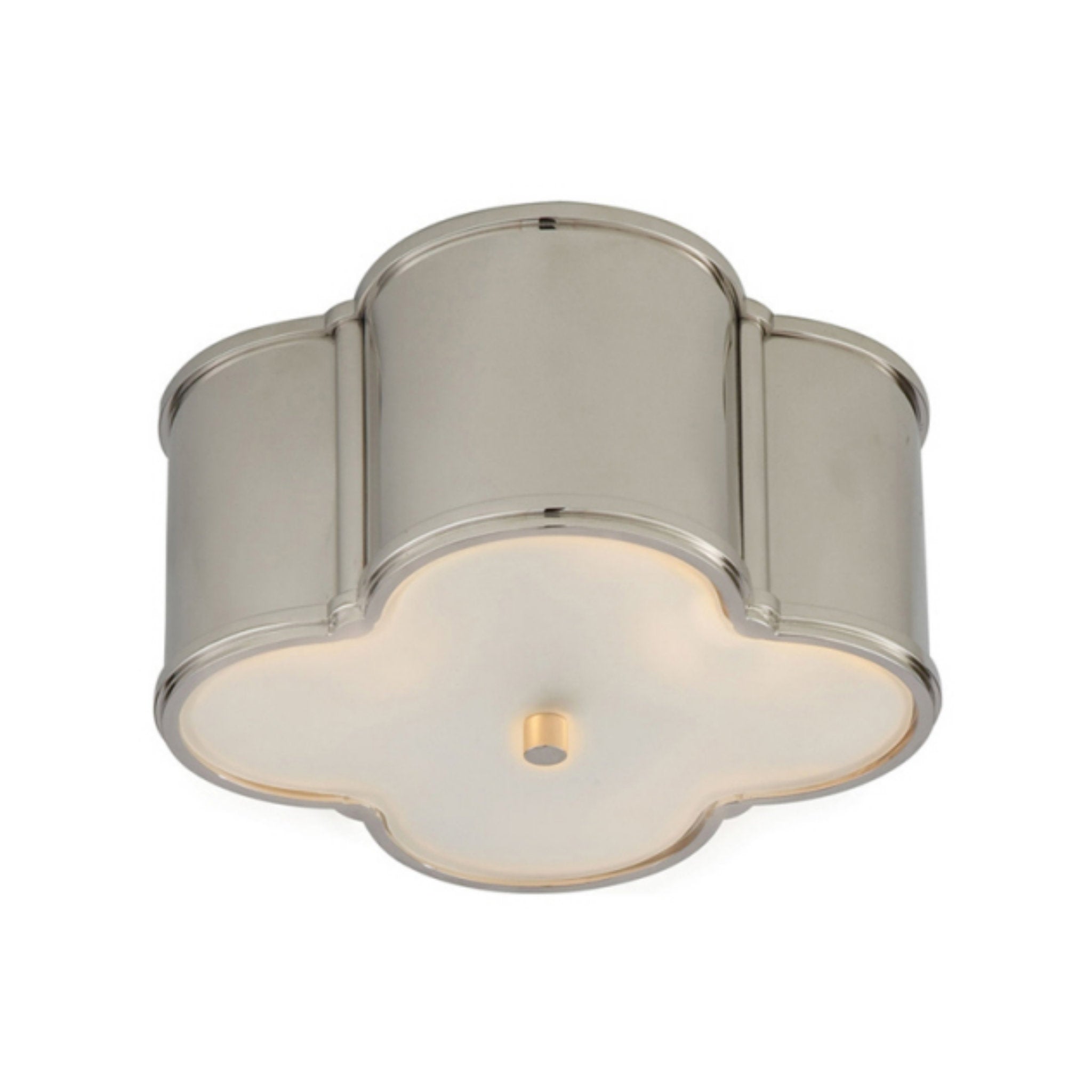 Alexa Hampton Basil Small Flush Mount in Polished Nickel with Frosted Glass