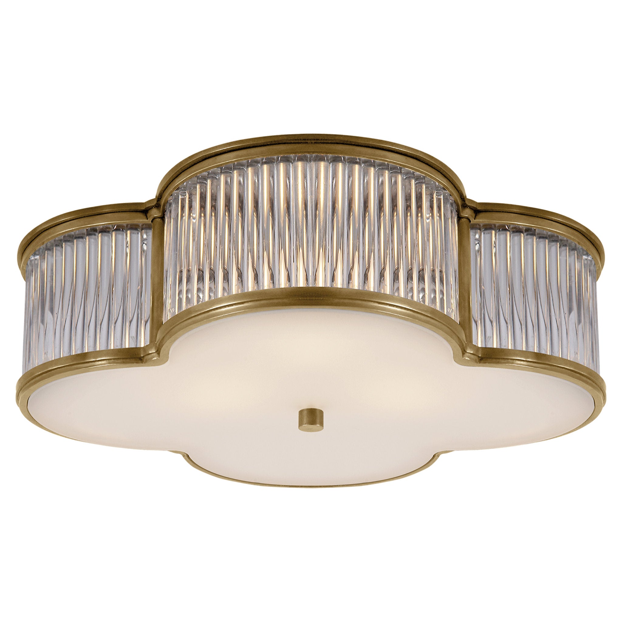 Alexa Hampton Basil 17" Flush Mount in Natural Brass and Clear Glass Rods with Frosted Glass