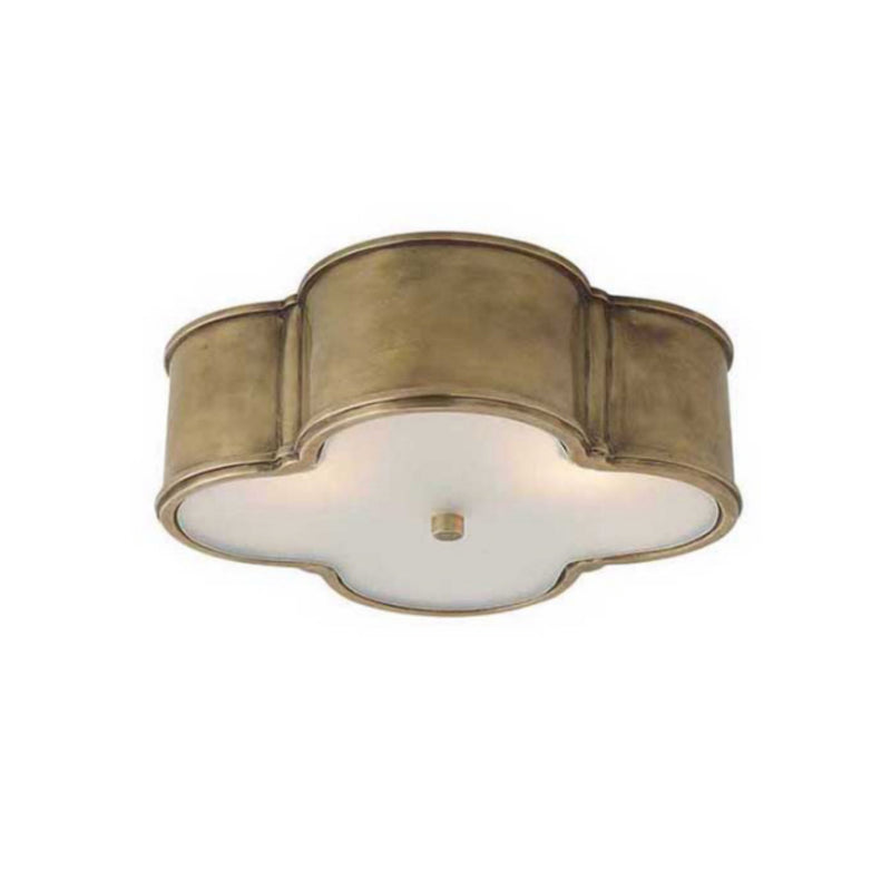 Alexa Hampton Basil 17" Flush Mount in Natural Brass with Frosted Glass