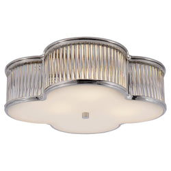 Alexa Hampton Basil 17" Flush Mount in Polished Nickel and Clear Glass Rods with Frosted Glass