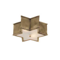 Alexa Hampton Sophia Small Flush Mount in Natural Brass with Frosted Glass