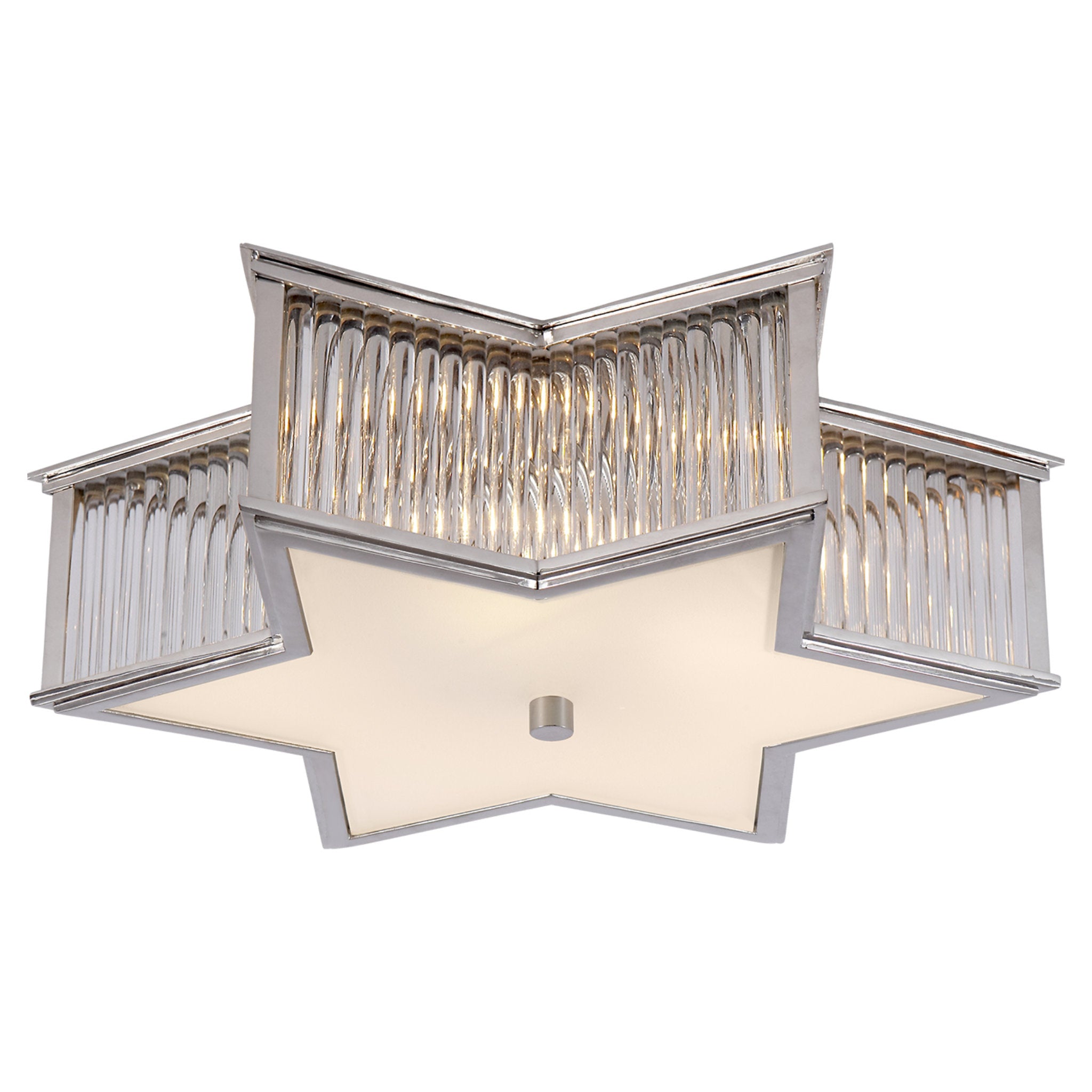 Alexa Hampton Sophia 17" Flush Mount in Polished Nickel and Clear Glass Rods with Frosted Glass