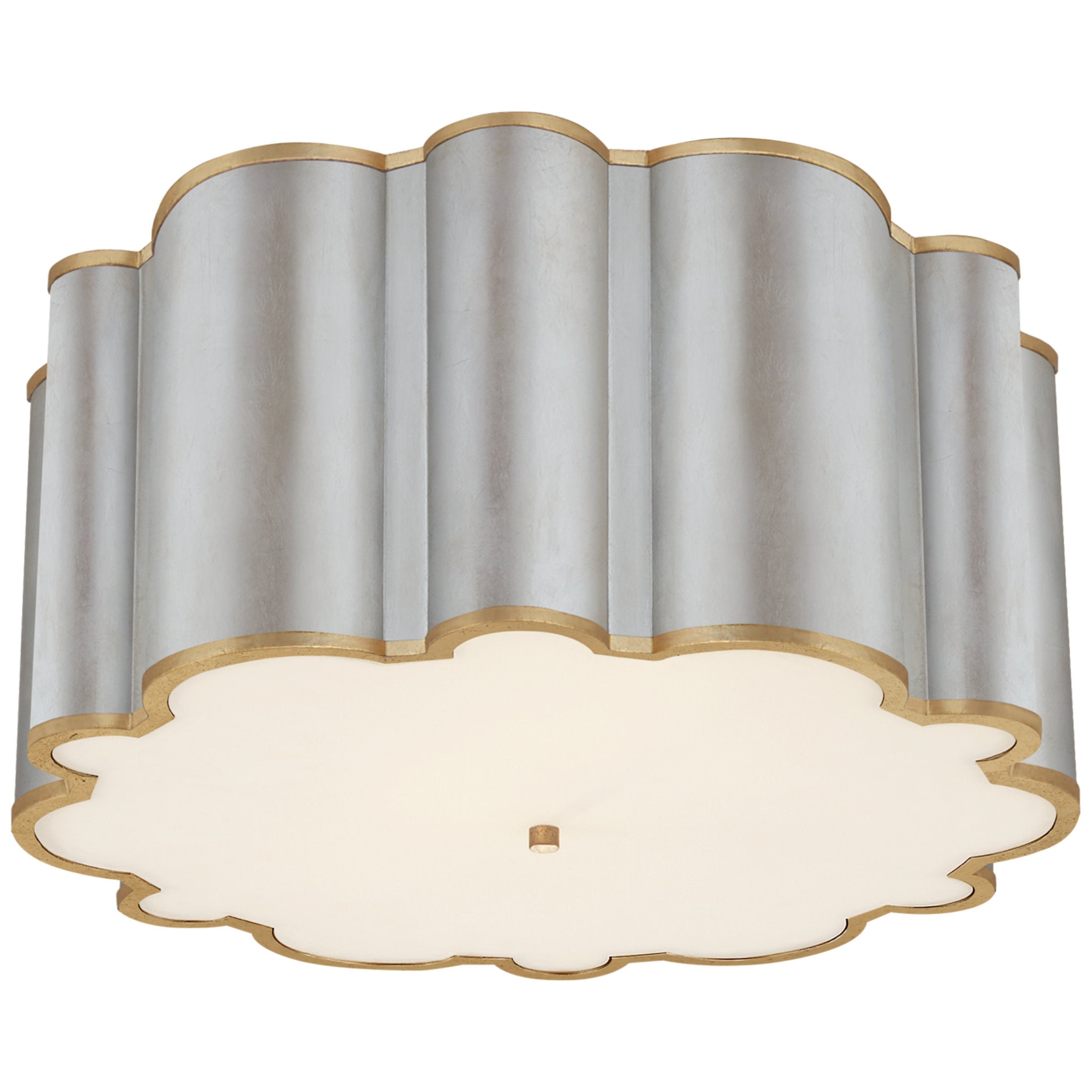 Alexa Hampton Markos Grande Flush Mount in Burnished Silver Leaf and Gild with Frosted Acrylic