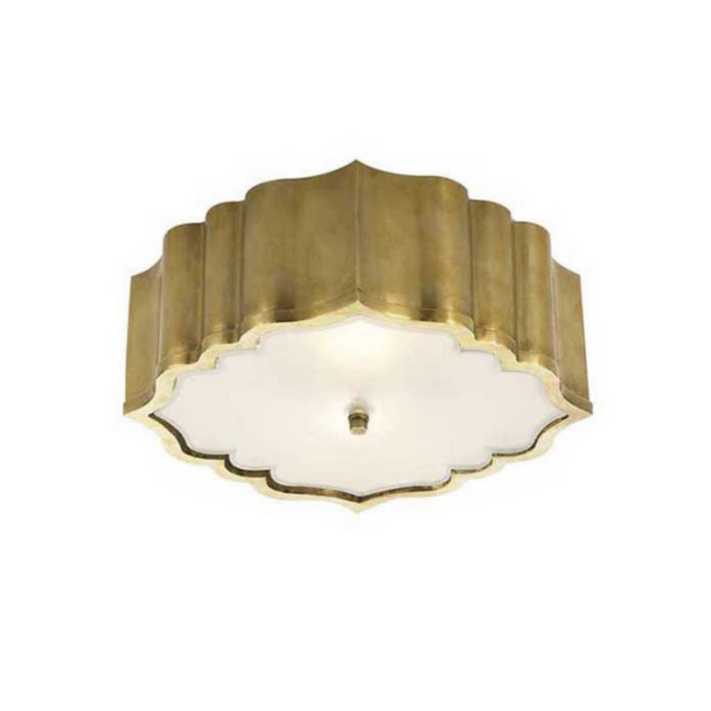 Alexa Hampton Balthazar Flush Mount in Natural Brass with Frosted Glass