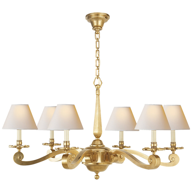 Alexa Hampton Myrna Chandelier in Natural Brass with Natural Paper Shades