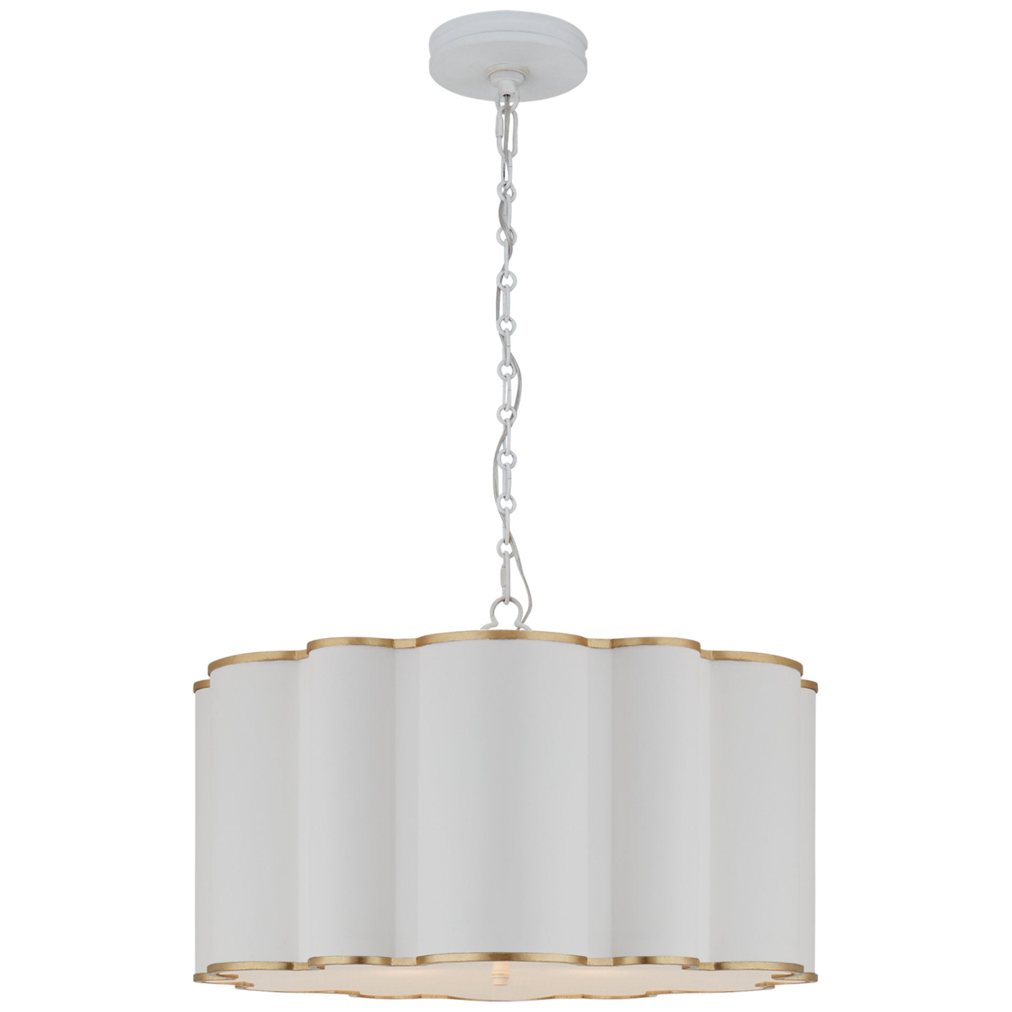 Alexa Hampton Markos Large Hanging Shade in White and Gild with Frosted Acrylic