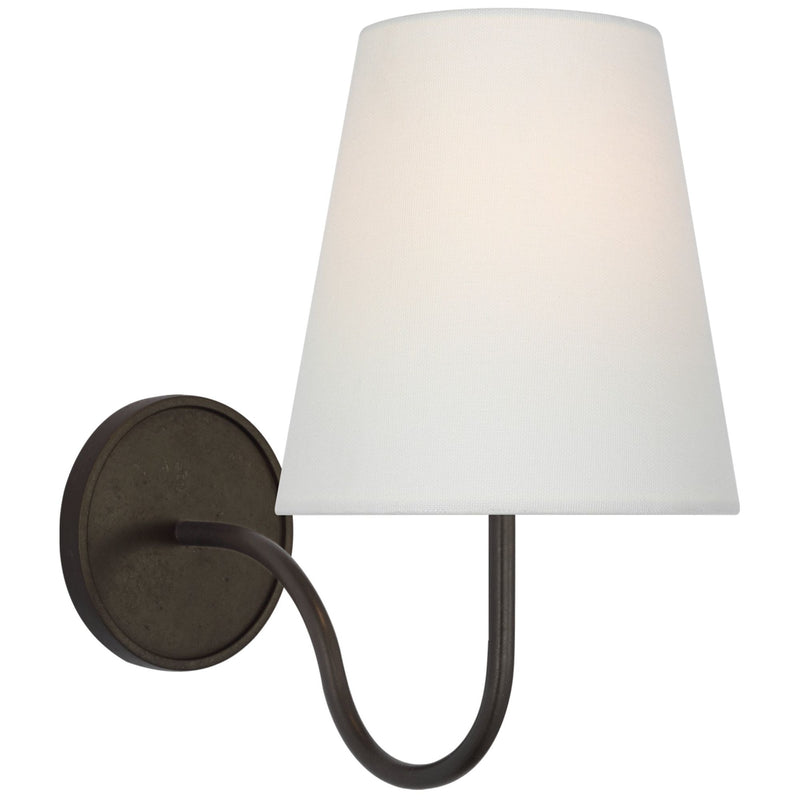 Amber Lewis Lyndsie Small Sconce in Aged Iron with Linen Shade