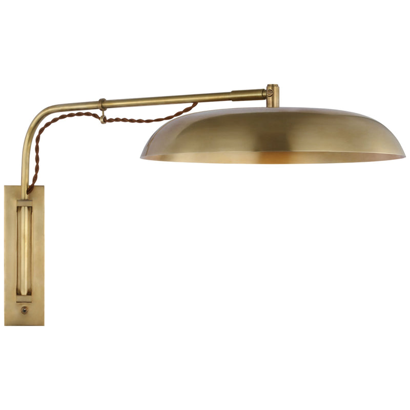 Amber Lewis Cyrus Medium Articulating Wall Light in Hand-Rubbed Antique Brass with White Glass