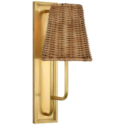 Amber Lewis Rui Sconce in Hand-Rubbed Antique Brass with Natural Wicker Shade