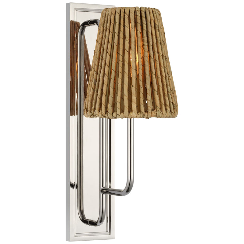 Amber Lewis Rui Sconce in Polished Nickel with Natural Abaca Shade