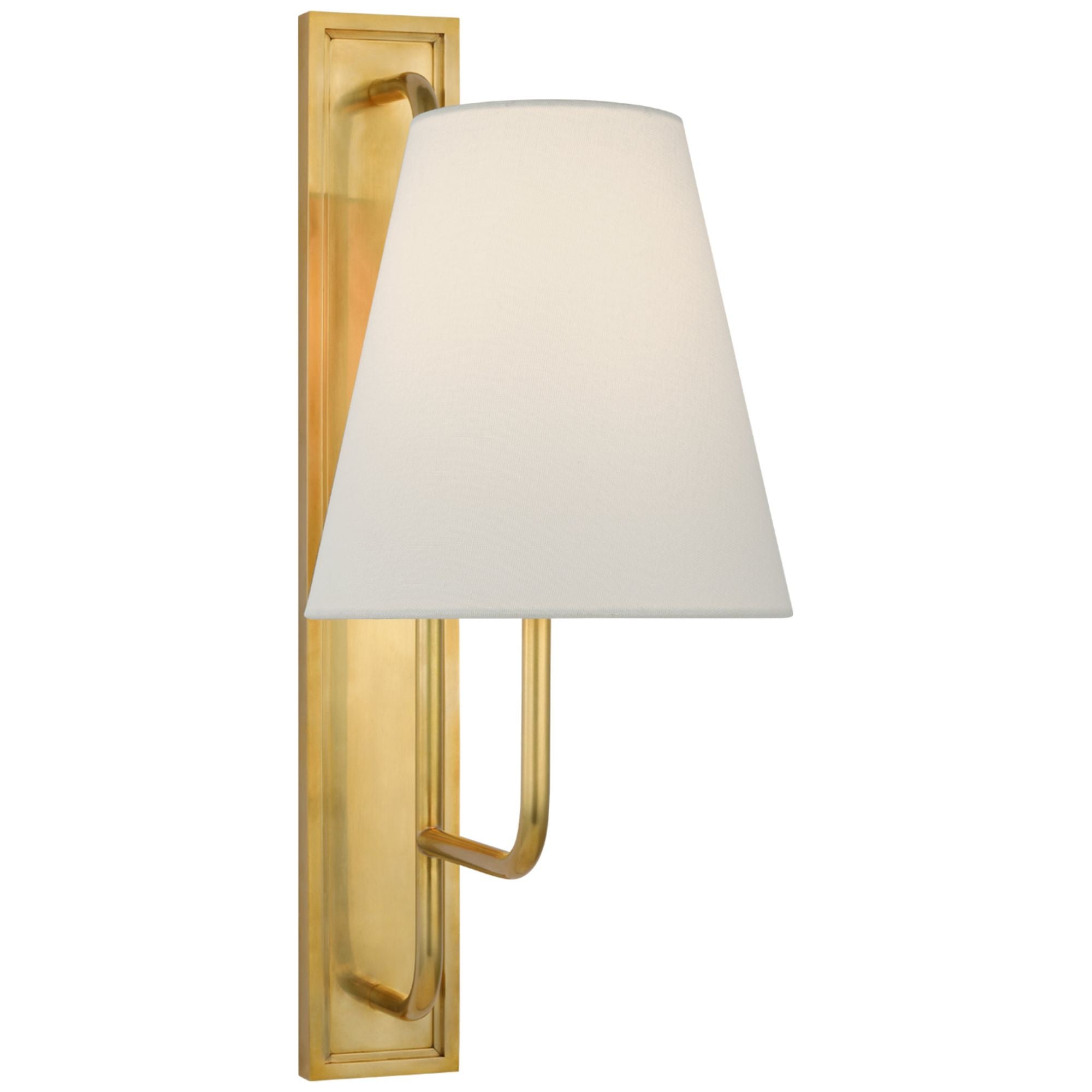 Amber Lewis Rui Tall Sconce in Hand-Rubbed Antique Brass with Linen Shade Wall Light W8" x H20"