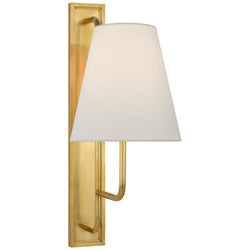 Amber Lewis Rui Tall Sconce in Hand-Rubbed Antique Brass with Linen Shade