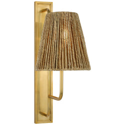 Amber Lewis Rui Tall Sconce in Hand-Rubbed Antique Brass with Natural Abaca Shade