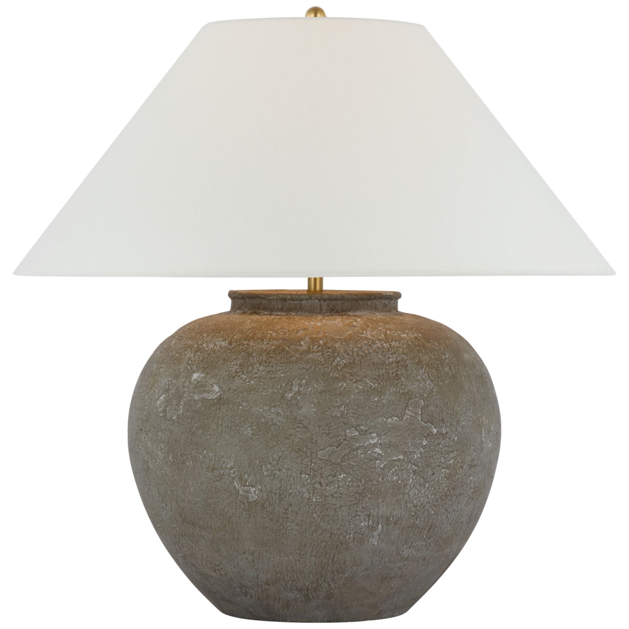 Amber Lewis Casey Medium Table Lamp in Silt Grey Ceramic with Linen Shade W24" x H24.5"