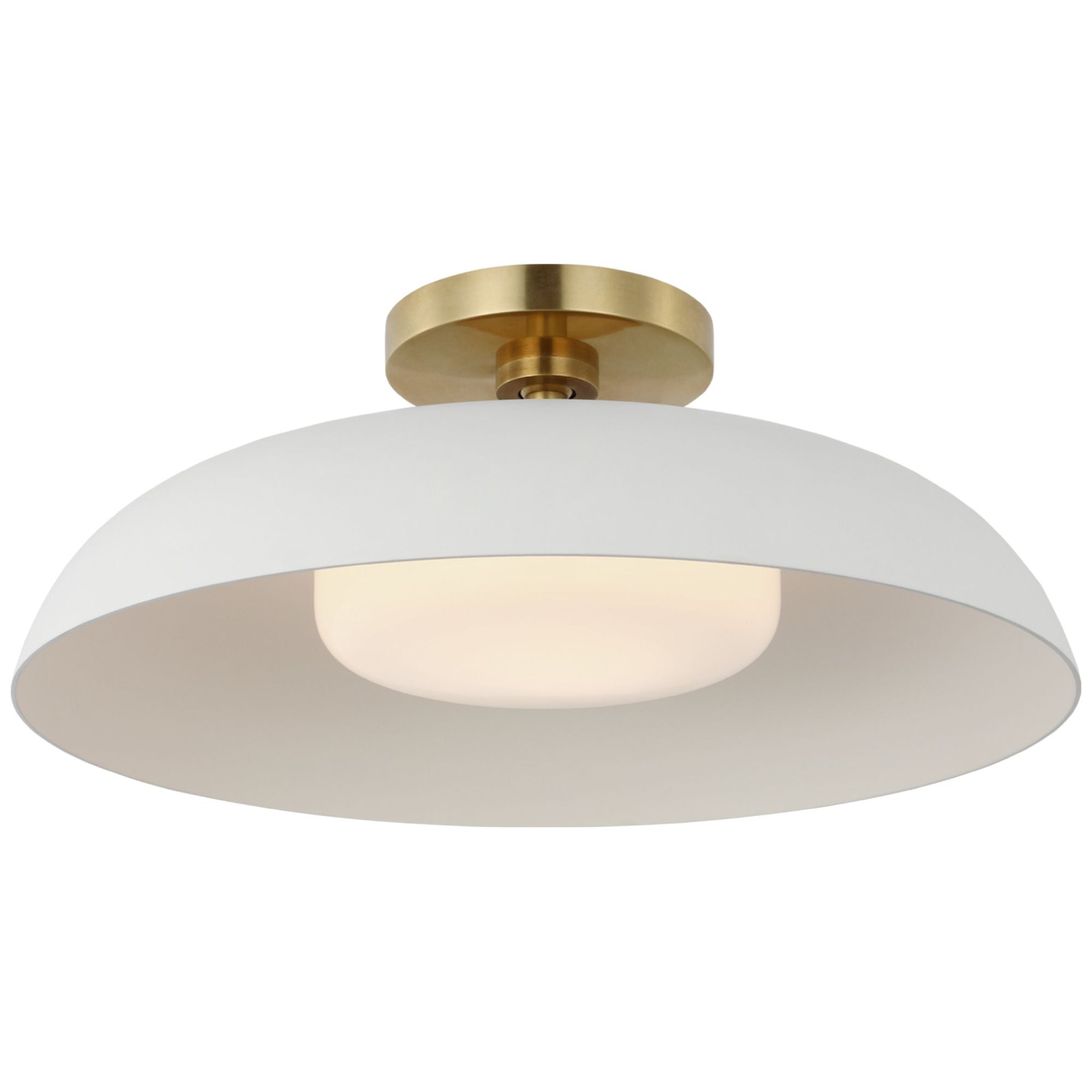 Amber Lewis Cyrus 16" Flush Mount in Hand-Rubbed Antique Brass and White with White Glass Ceiling Light W15.5" x H6"