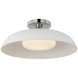 Amber Lewis Cyrus 16" Flush Mount in Polished Nickel and White with White Glass