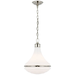 Amber Lewis Wesley 15" Pendant in Polished Nickel with White Glass