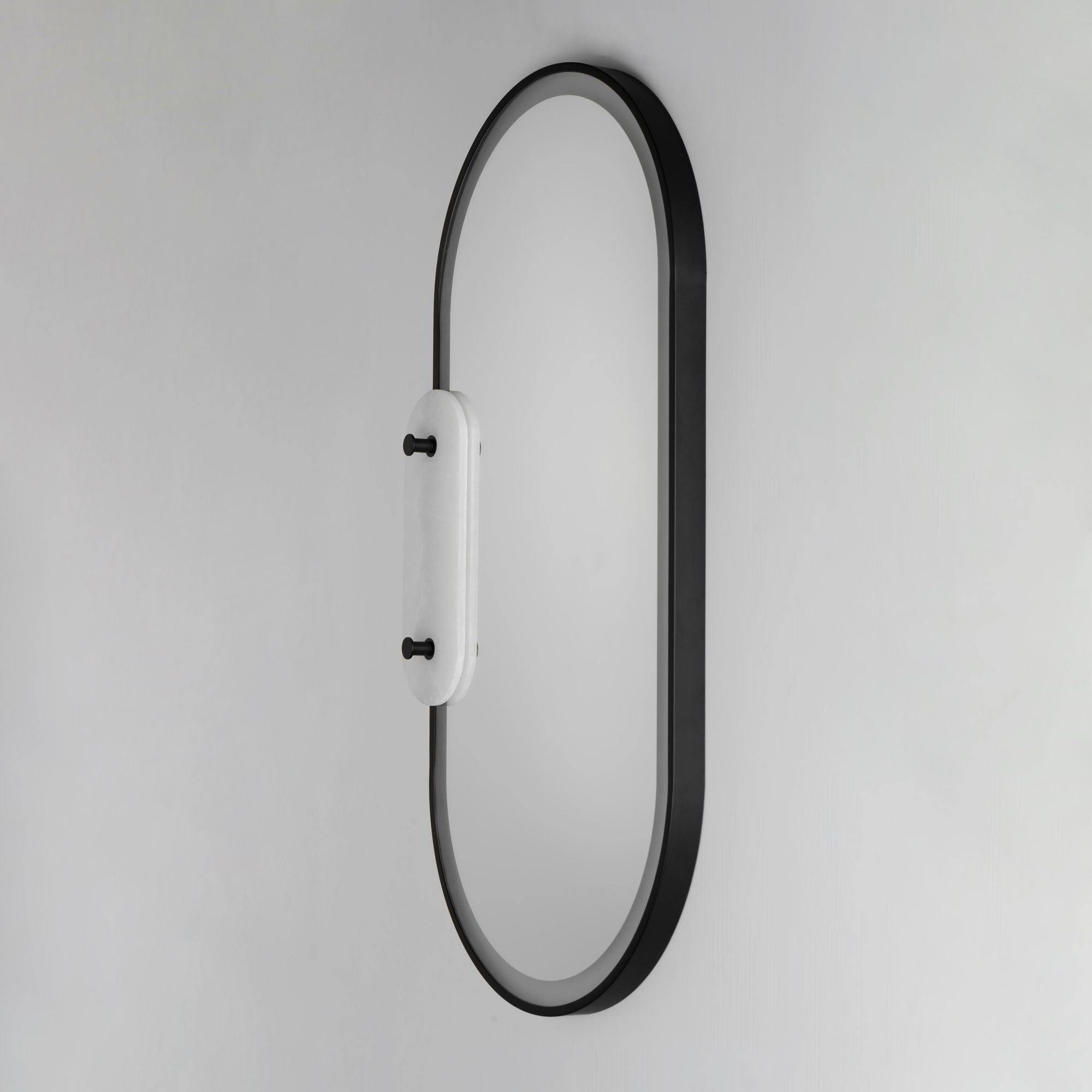 Studio M SM24800WABK Stonewall White Alabaster LED Mirror in Black by Nina Magon