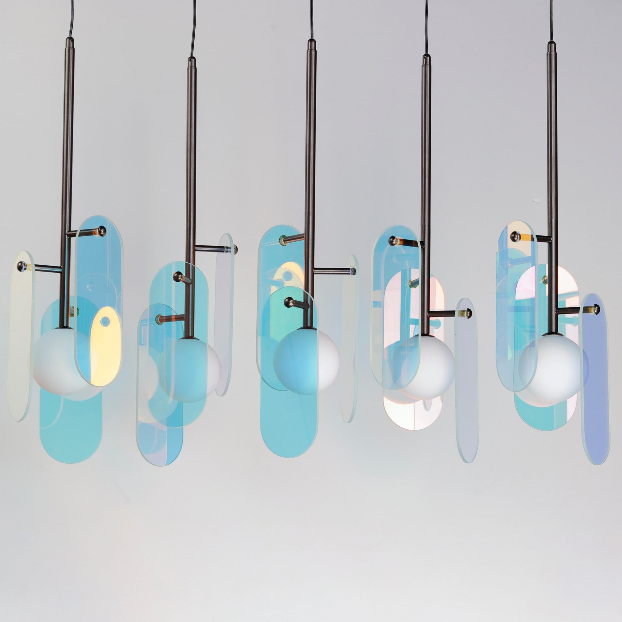 Studio M SM24815DCBBZ Megalith 5-Light Pendant Dichroic Glass in Brushed Bronze by Nina Magon