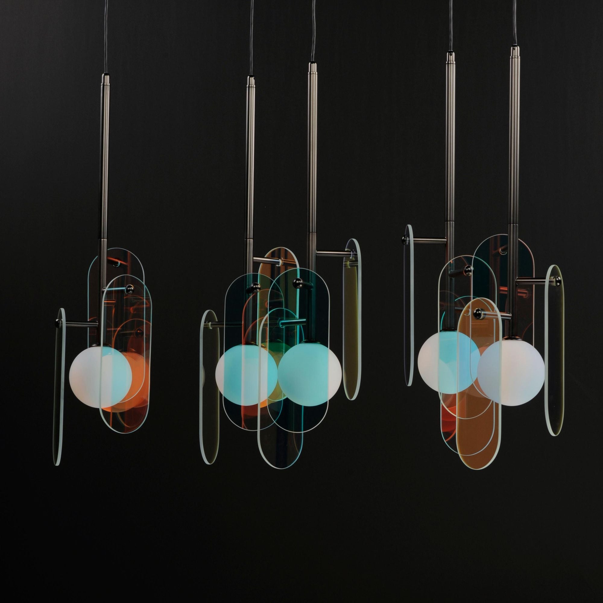 Studio M SM24815DCGM Megalith 5-Light Pendant Dichroic Glass in Gunmetal by Nina Magon