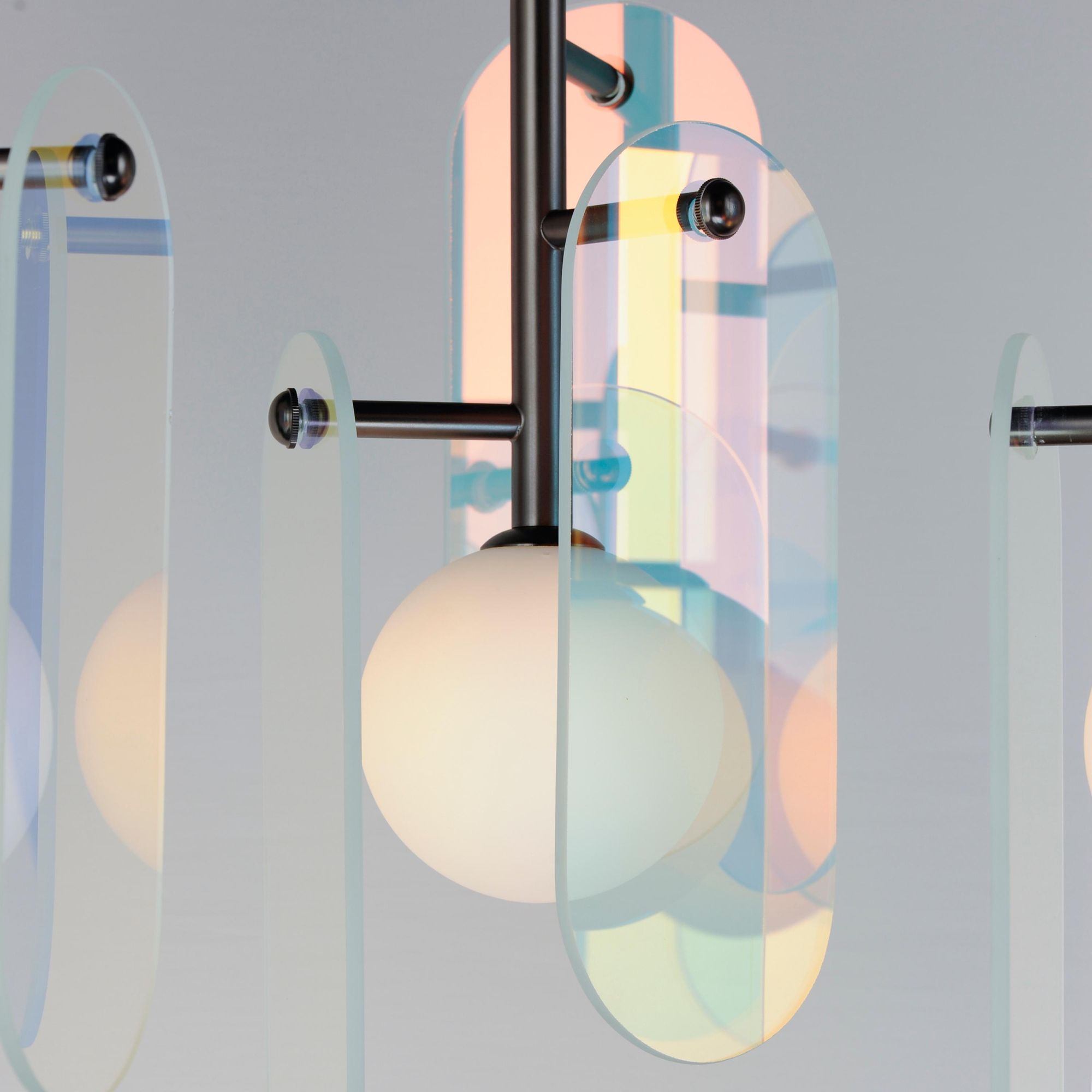 Studio M SM24815DCGM Megalith 5-Light Pendant Dichroic Glass in Gunmetal by Nina Magon