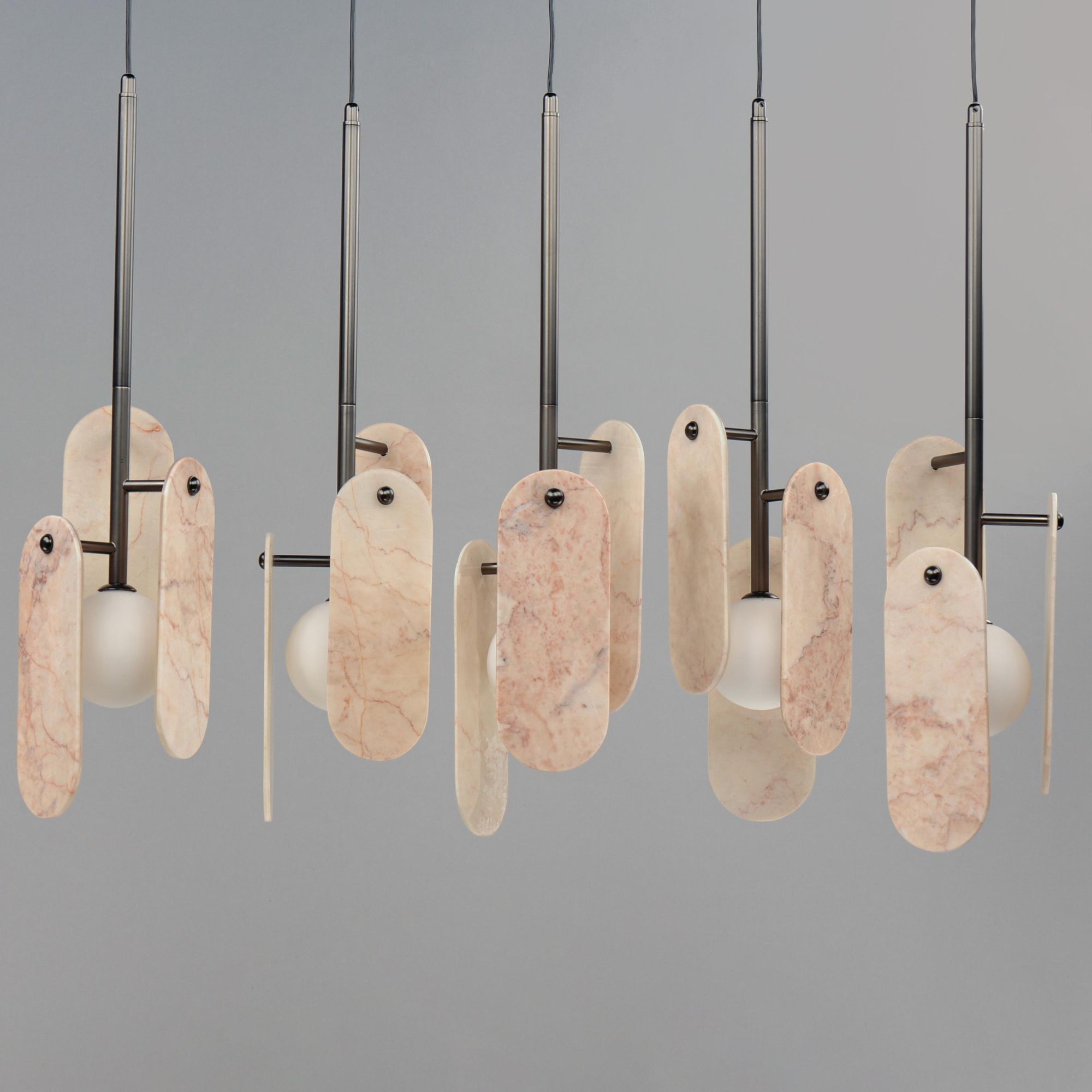 Studio M SM24815RJGM Megalith 5-Light Pendant Rose Jade Onyx in Gunmetal by Nina Magon