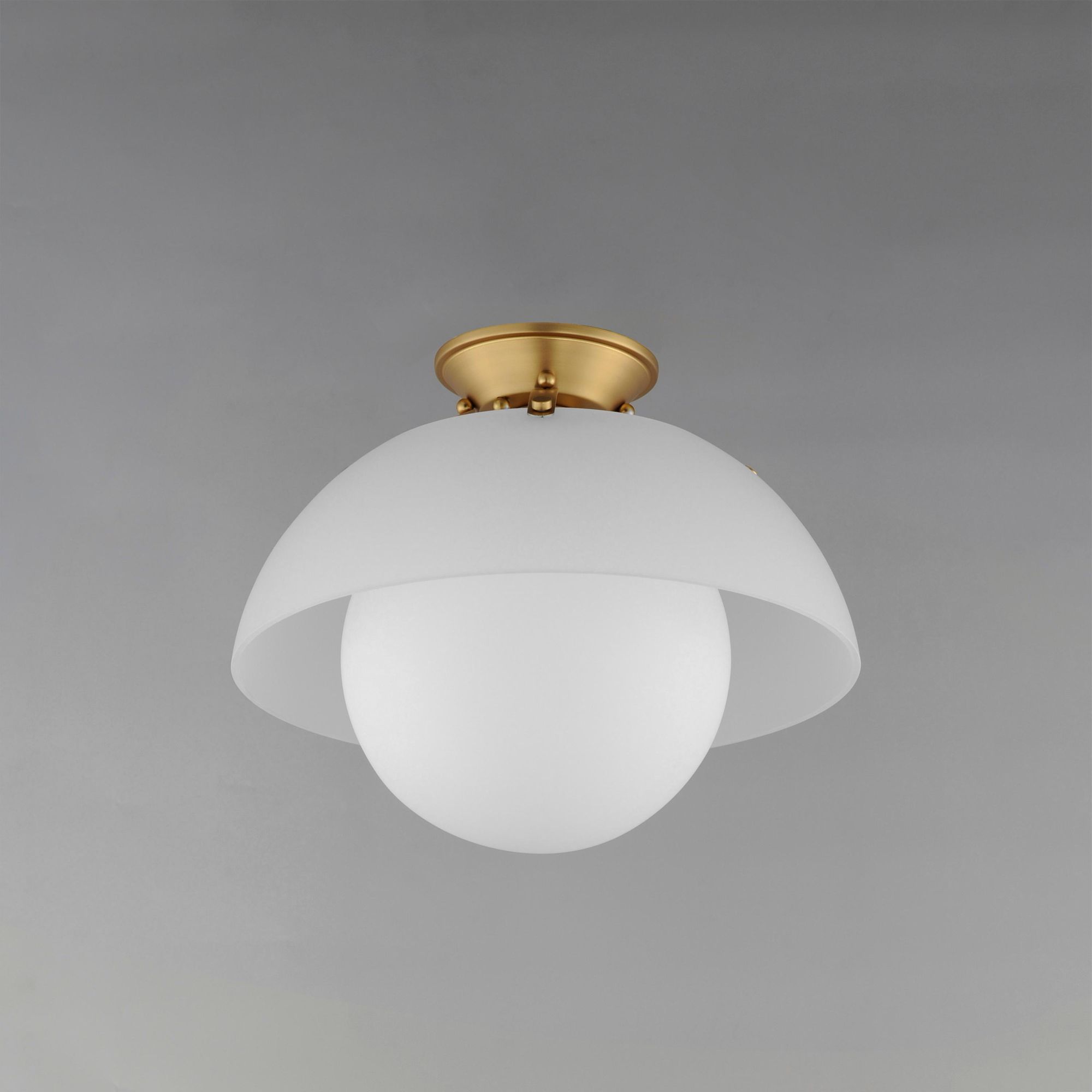 Studio M SM31009FTNAB Domain 14" Semi - Frost/Brass Flush Mount in Natural Aged Brass by Mat Sanders