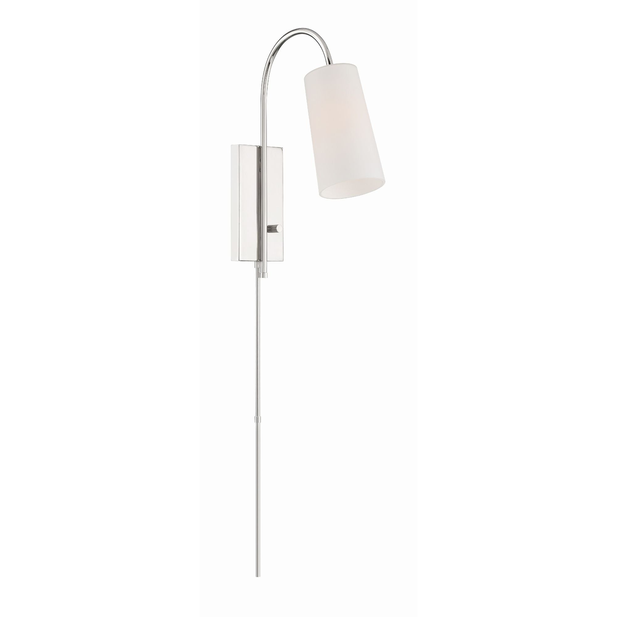 Alexa 1 Light Polished Nickel Task Sconce Glass Shade 5"W x 18.5"H x 13.25"D